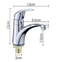 Robinet de lavabo moderne en zinc chromé à trou unique pour salle de bain, robinet mural simple pour eau froide, robinet de cuisine