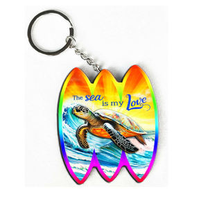 カスタムロゴ印刷ウッドビーチツーリストギフトサーフボードキーリングバリインドネシアお土産木製サーフボードキーホルダー - Product Image 5