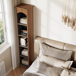 Tall 5-Tier Open Bookcase with Storage <strong>Cubes</strong>, Freestanding Narrow Shelving <strong>Unit</strong>, Brown Book <strong>Shelf</strong> for Home Office &amp; Living Space - Product Image 4