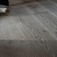 Parquet en bois d'ingénierie multicouche haut de gamme, style rétro américain, en chêne fumé dentelé, composite, finition brossée foncée