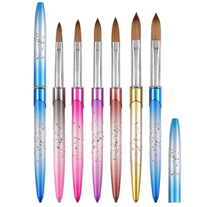 Juego de Pinceles de Uñas Acrílicos Kolinsky, Profesional, con Mango Metálico Degradado, para Manicura y Pintura, con Logotipo Personalizado, Tamaños 2-24, Venta al Por Mayor - Product Image 1