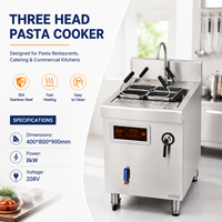 Cuiseur à pâtes professionnel à induction en acier inoxydable SUS304 certifié ETL, 3 brûleurs, 8 kW, 208 V, trois paniers, haute puissance, pour cuisine