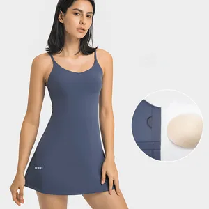 Polo de Golf Falda de tenis de una pieza Vestido de yoga deportivo para mujer Tallas grandes Tenis de bádminton Minifalda con abertura lateral súper corta