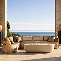 Ensemble de canapés d'extérieur de luxe en teck, design circulaire moderne, pour jardin, salon de jardin modulable, mobilier de patio, cour et hôtel