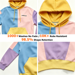 Customization Drawstring Flat Embroidery Blanks Patchwork Blanks Heavyweight 460gsm OEM Letters Premium Pullover Hoodies for Men - Product Image 2