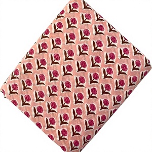Floral Printed Cotton <b>Fabric</b> Hand Block Printed Medium <b>Weight</b> Woven Home Textile Cushion Cover Material - Product Image 1