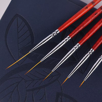 Vente chaude 6 9 12 18 24 Wood Pro Fabricant Personnalisé Long Cheveux Synthétiques Fins Rouge En Bois Nail Art Brosses Liner En Vrac