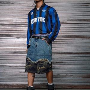 T-shirt polo à manches longues rayé rétro streetwear, col polo, impression numérique personnalisée, t-shirt polo décontracté pour homme - Product Image 2