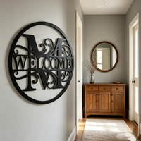 Panneau de bienvenue personnalisé en métal, art mural rond avec monogramme, décoration pour la porte d'entrée, la véranda