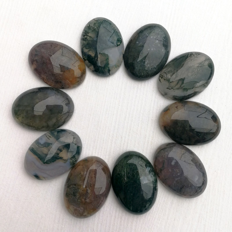 25*18 мм овальный плоский овальный мох Агат кабошон драгоценный камень