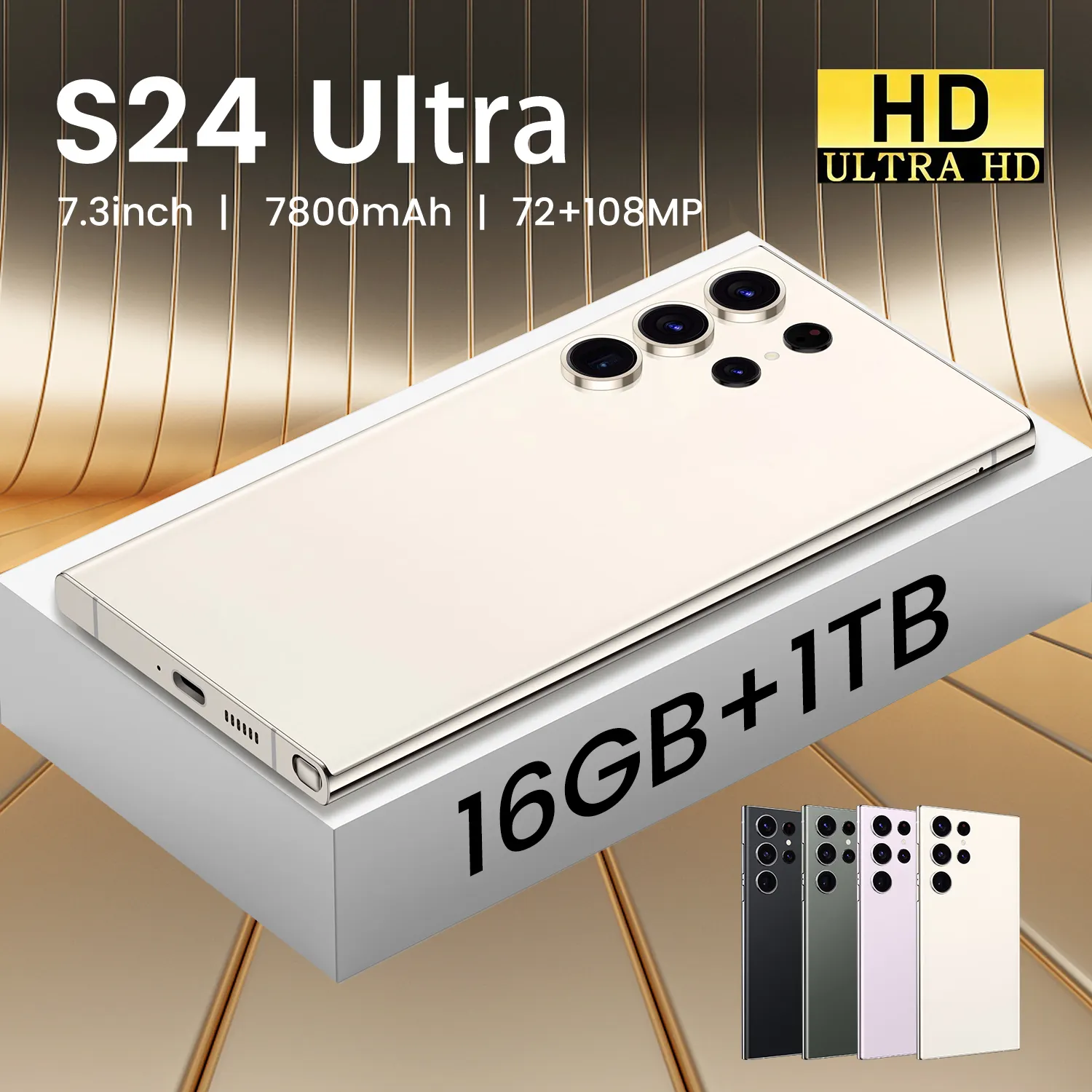 Sıcak satış cep telefonları akıllı telefonlar S24 ultra 16G + 1TB android 13 anahtarcı 7.3 inç 120Hz telefon cep telefonları 5g smartphone