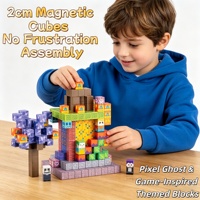 EPT 342PCS Blocs de construction magnétiques en plastique de 2 cm, jouet STEM, thème de jeu de fantômes pixelisés, cubes 3D, ensemble de construction pour enfants