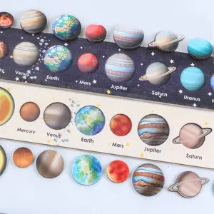 나무 태양계 퍼즐 태양계와 행성 4 스타일 선택 수제 부활절 선물
