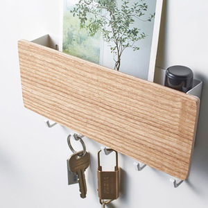 Liheng Japanese-Style Wall-Mounted Key Rack With Storage Box For Entryway <b>Hooks</b> And Mail Organizer - Product Image 2