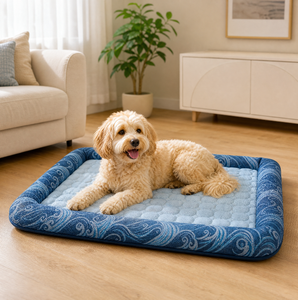 ZT Wholesale Coussin rafraîchissant d'été pour animaux de compagnie en soie glacée respirante, avec rebord, base antidérapante et lavable, pour chatons et chiots - Product Image 1