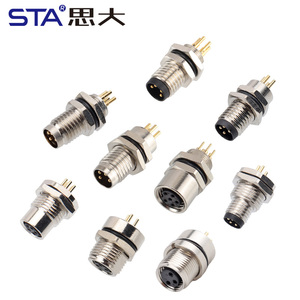 המפעל m8 תעופה תקע זכר גב קדמי גב קדמי הר Pcb שקע 3pin 4pin 6pin מחבר עמיד למים - Product Image 1