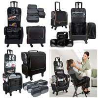 Valise de maquillage professionnelle à roulettes, souple, écologique, grande capacité, pour coiffeur, artiste, salon, voyage