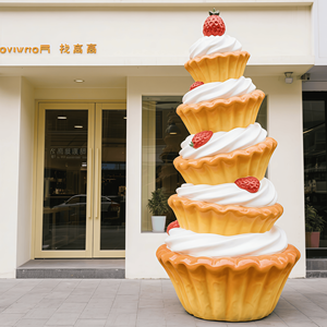 פסל עוגת טארט ביצים מעוצב בעבודת יד משרף ידידותי לסביבה, לקישוט חנויות קינוחים - Product Image 1