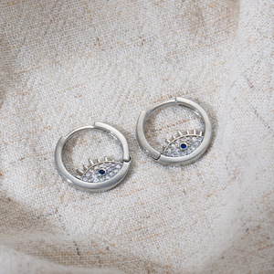 Pendientes de Aro Redondos Chapados en Oro, Joyería de Moda para Mujer, Pendientes de Oreja EKA-240 - Product Image 2