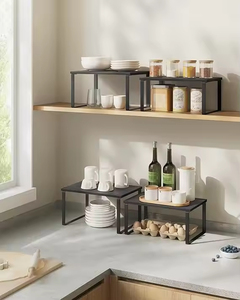 Expandable Kitchen <strong>Shelf</strong> <strong>Organiser</strong> 2 Stackable <strong>Cupboard</strong> <strong>Shelf</strong> <strong>Organiser</strong> Spice Rack Set - Product Image 4
