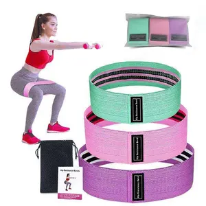 Fabric Hip Resistance Band Fitness booty Bands Long pull up yoga exercise bands set Custom logo Workout Home body training