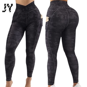 Leggings <span class=keywords><strong>de</strong></span> yoga JY pour femmes avec poches, taille croisée en V, effet push-up, camouflage, pour <span class=keywords><strong>la</strong></span> gym et le fitness - Product Image 1