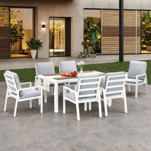 Bhr Patio ăn uống đồ nội thất vườn ăn uống đặt bàn ngoài trời và ghế bên ngoài bữa ăn đặt bàn và ghế đặt nhôm hiện đại - Product Image 1