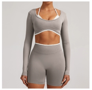 Ropa interior deportiva sin costuras de secado rápido transpirable Europea americana para mujer traje de <span class=keywords><strong>Fitness</strong></span> brocado melocotón cadera pantalones de Yoga elásticos - Product Image 4