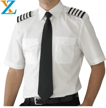 Pilotes portant 100% coton blanc couleur chemises à manches courtes ou longues et anti-rides confortable et approprié tissu