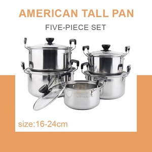 Fabrika Direst paslanmaz çelik amerikan yüksek Pot seti TENCERE SETİ 5 adet cam kapaklı - Product Image 5