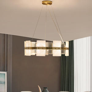 Lustre en cuivre doré de style français pour chambre de luxe, taille moyenne, luminaire suspendu en verre créatif minimaliste postmoderne - Product Image 2
