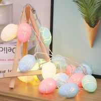 Nouvelles guirlandes lumineuses LED colorées en forme d'œuf de Pâques craquelé, à piles rechargeables, blanc chaud, pour la décoration printanière de la maison