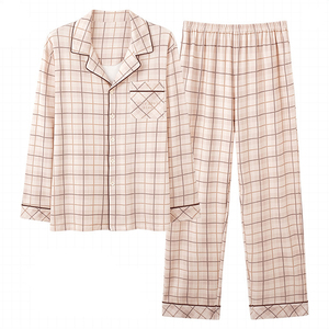 ชุดนอนผ้าฝ้าย2ชิ้นสำหรับคู่รักชายและหญิงเสื้อแขนยาวออกแบบได้ตามต้องการ - Product Image 6