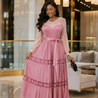 Robes pour femmes Miyaki grande taille, décontractées et élégantes, à manches lanternes, color block, avec fleurs faites main, plissées et découpées, vente en gros