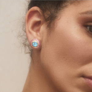 Colorful Gradient Round CZ <strong>Stud</strong> <strong>Earring</strong> 5A Cubic Zirconia Bling Women Fashion Pink <strong>Blue</strong> Purple Crystal Jewelry - Product Image 2