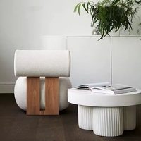Fauteuil de Salon Moderne Nordique en Bois Massif, Fauteuil Accented de Repos Unique en Tissu Bouclé Effet Teddy Sherpa pour Salon