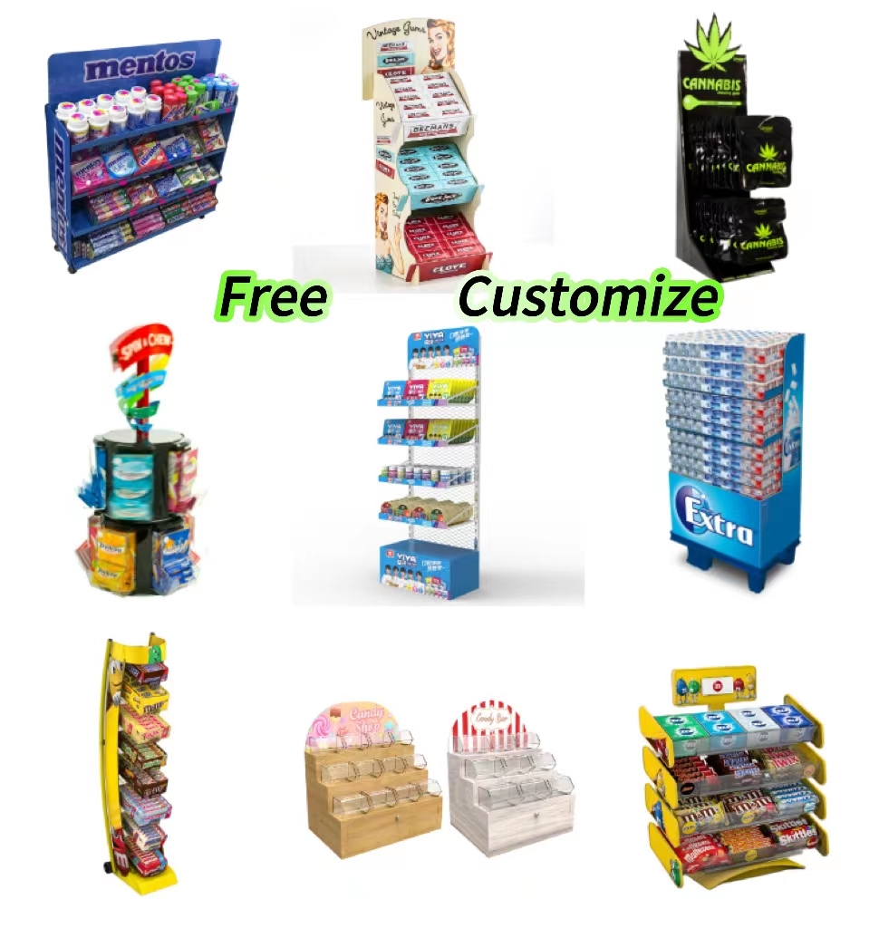 Custom Made Chewing Gum Display Stand Metal Wire Candy Floor Display Racks for Supermarket Retail Store — view 4