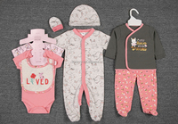Conjuntos de ropa cómoda para bebé, 8 Uds., ropa para bebé, pantalones, mameluco, Trajes, conjuntos de ropa para bebé recién nacido con sombreros, Baberos