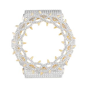 Bisel de <span class=keywords><strong>Reloj</strong></span> Hip Hop 925 de Plata Chapado en Oro Rosa con Diseño de Espinas y Cardos para GA-100, Bisel de <span class=keywords><strong>Reloj</strong></span> con Incrustaciones de Moissanita - Product Image 2