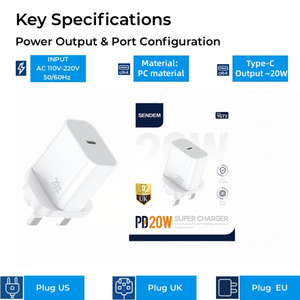 Carregador Rápido Compacto YG73 com Plugue UK PD20W, Mini PC 110-240V para Telefone e Tablet, Universal para Viagens e Uso Doméstico - Product Image 2
