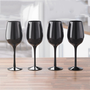 <strong>Wholesale</strong> Custom Logo 300ml Colored <strong>Champagne</strong> <strong>Flute</strong> Goblet Black Wine Glasses - Product Image 3