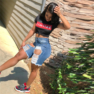 S-3XL 2021 Nuovi Shorts in <span class=keywords><strong>Jeans</strong></span> alla Moda per Donne, <span class=keywords><strong>Strappati</strong></span> ed Elasticizzati, Pantaloni in Denim Taglie Forti - Product Image 3