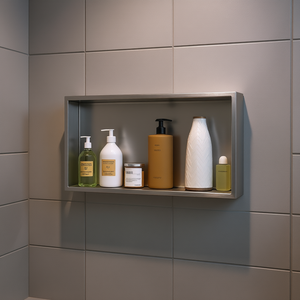 Niche de douche en acier inoxydable 25 x 13, montage mural, rectangulaire, nickel brossé, design minimaliste, accessoire de salle de bain - Product Image 2