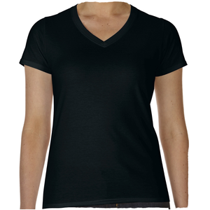 T-shirt décontracté d'été pour femme à manches courtes, col en V motif cœur de poulet, coupe classique, en tissu tricoté 100 % coton - Product Image 1