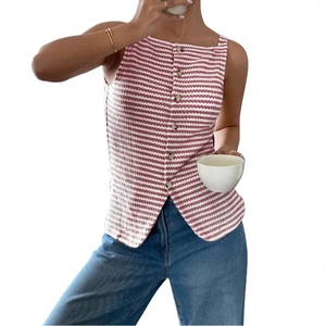 เสื้อแฟชั่นแขนกุดติดกระดุมสไตล์ลำลองสำหรับผู้หญิงมาใหม่สำหรับฤดูร้อน - Product Image 4