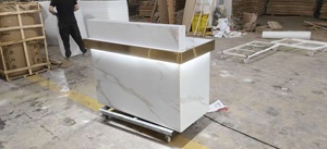 Modern Hair Saloon <b>Small</b> Front Counter White Gold Luxury Used Nail Salon Reception <b>Desk</b> for Sale - Product Image 5