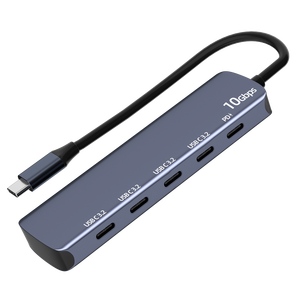 อะแดปเตอร์ฮับ USB <span class=keywords><strong>3.2</strong></span> 5 in 1 กำลังไฟ 100W ชาร์จเร็ว อลูมิเนียม USB-C 5 พอร์ต 10Gbps Gen 2+PD สำหรับแล็ปท็อป พร้อมใช้งาน มีสินค้าในสต็อก - Product Image 1