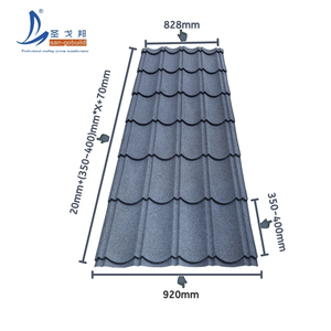 Baldosas de techo lisas resistentes al calor modernas y duraderas, teja de metal recubierta de piedra para Villa Patio, certificación ISO9001 y CE - Product Image 1