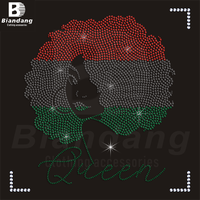 Hot Juneteenth Femmes Design Strass Modèle Conseil Strass Hot-fix Transfert De Chaleur Noir Dame Fer sur Transfert pour T-shirt