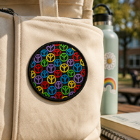 Parche Bordado Personalizado con Certificación OEKO-TEX, 12000 Puntadas, Insignia de Símbolo de Paz de Alta Densidad Termoadhesiva para Ropa